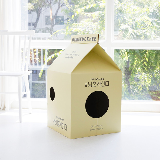 옥희독희 냥혼자산다 특대형 숨숨집 스크래쳐, 베이지, 1개