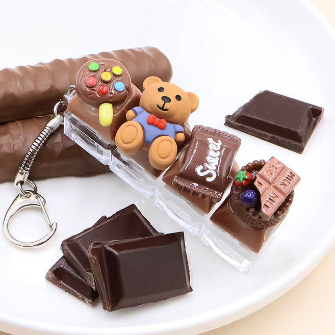 비단길 해피초코 클리커 키보드 4구 키캡 키링