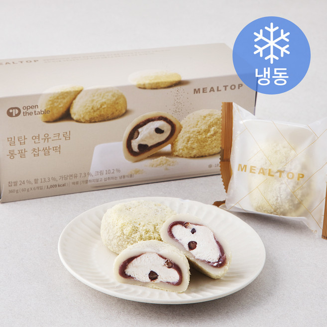 밀탑 연유크림 통팥 찹쌀떡 (냉동), 60g, 6개입, 1박스