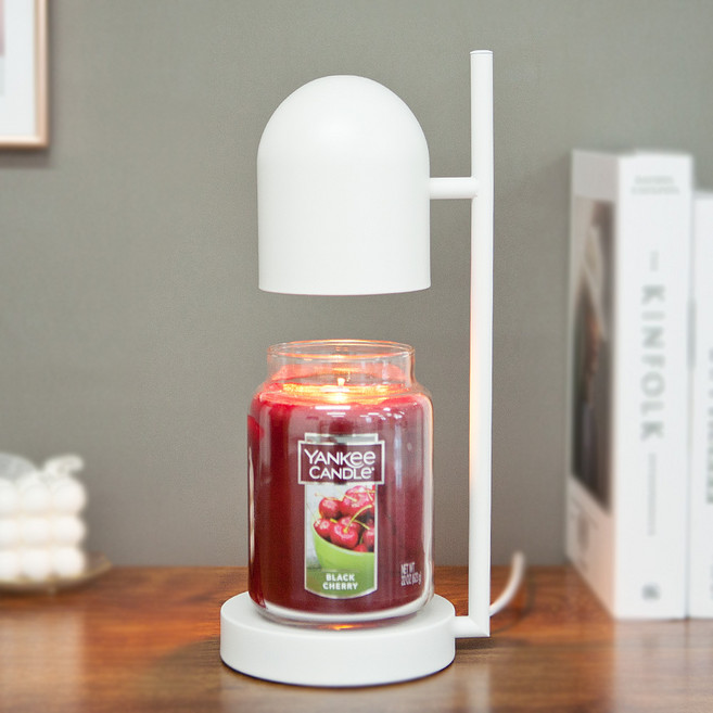 양키캔들 라지자 + 더스윗 유로 캔들워머 + 전구2P 세트, 화이트(워머), 블랙체리