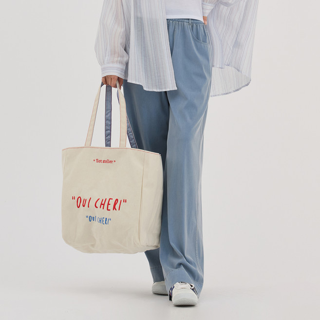 엘쏘 여성용 가볍고 찰랑한 밴딩 텐셀 와이드 데님 청바지