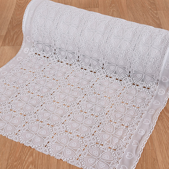 데코리아 북유럽풍 레이스 방수코팅 테이블커버 FL2938, 화이트, 폭 50cm x 길이 2m, 1개