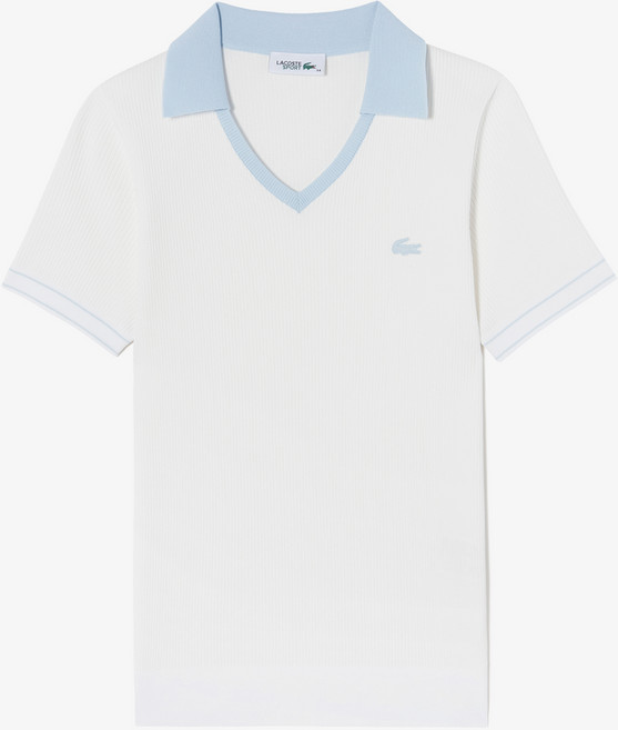 라코스테 여성용 조직감 반팔 폴로 스웨터