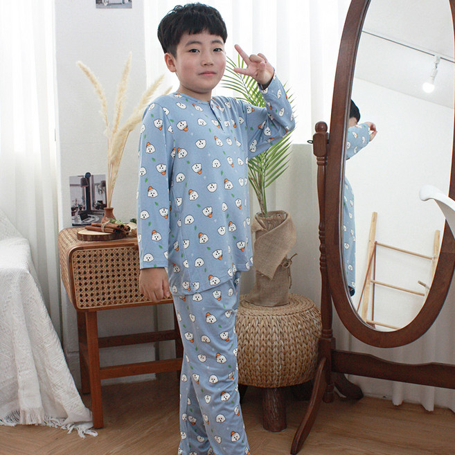 PATIO 남아용 피치기모 캐릭터 잠옷 상하의 세트