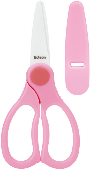 Edison 嬰幼兒食物陶瓷剪刀 + 保護套, 粉紅色, 1組