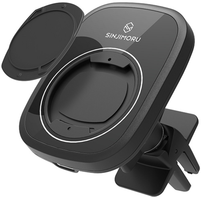 신지모루 간편고정 신지마운트 차량용 무선충전 거치대, 블랙, SMT_CAR_WIRE