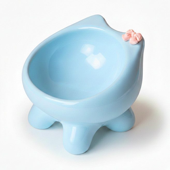 둥둥펫 반려동물 경사형 세라믹 식기, 블루, 1개