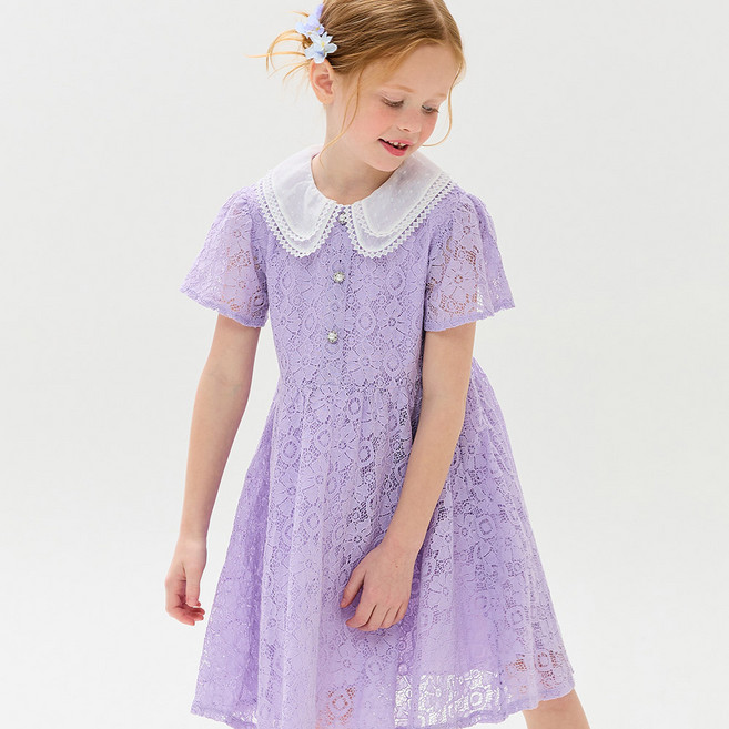 LIEBELLO 女童領口蕾絲洋裝