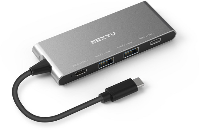 넥스트유 USB-C 3.2 Gen2 10G USB-A/C 4포트 무전원 허브, 실버