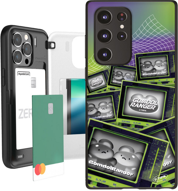 유스픽 곰돌레인저 3D 마그네틱 미러카드 휴대폰 케이스