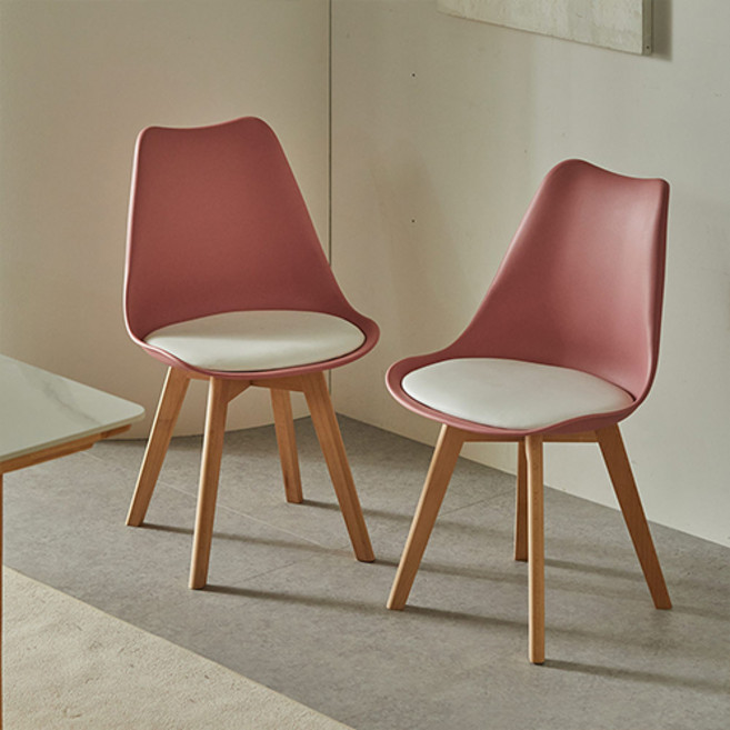 16피스 AC C 인테리어 카페 식탁 에펠 의자 2P 세트, PinkWhite, 2개