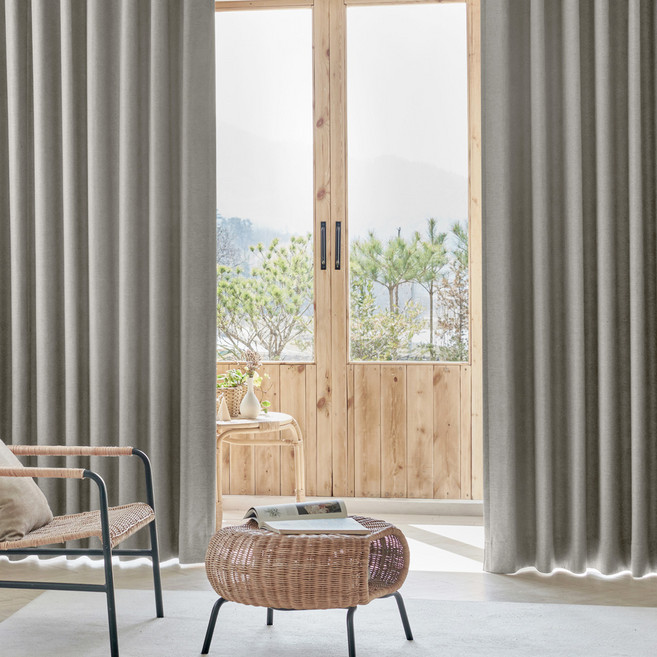 VIEW HOUSE Louise 四季穿環式遮光窗簾, 暖灰色