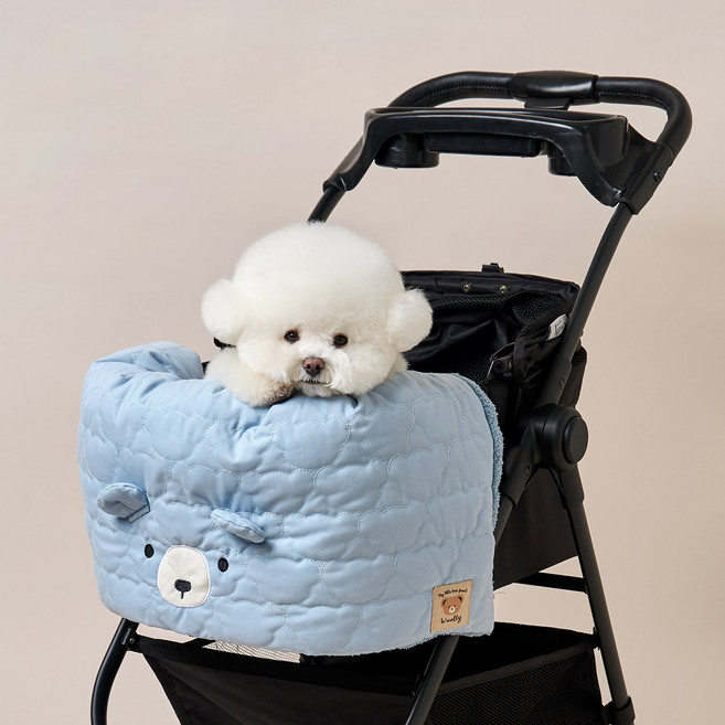 울리 반려동물 곰돌이 올인원 유모차 쿠션, 블루, 1개
