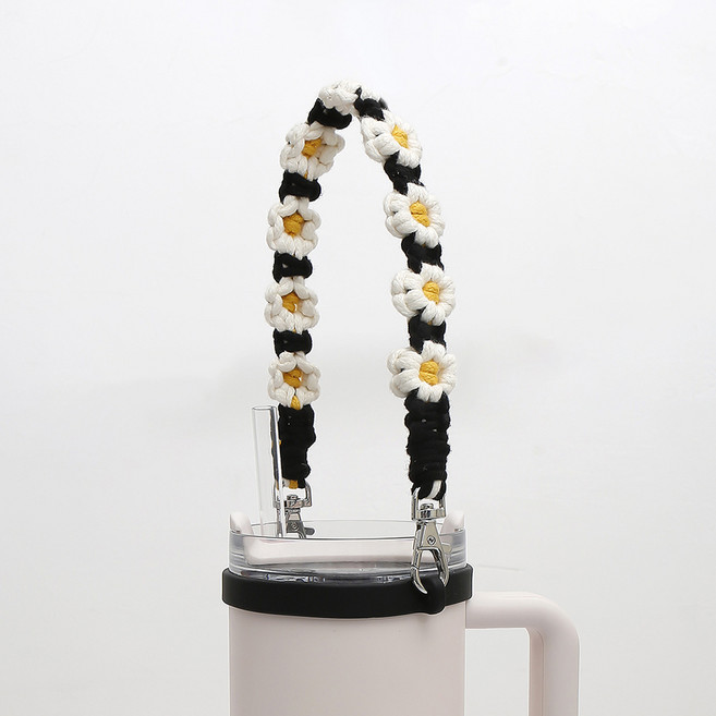 금깨비 텀블러 스탠리 호환 스트랩 악세사리 데이지, 블랙, 1개