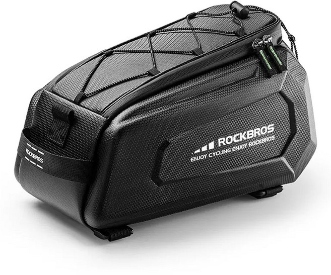 락브로스 자전거 짐받이 가방 리어백 + 방수커버, 블랙, 1개