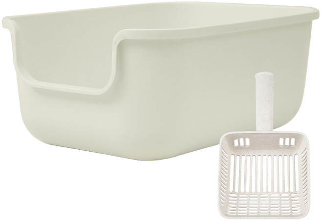 강집사 중대형 고양이 화장실 + 흔들지마 모래삽, 아이보리, 1세트