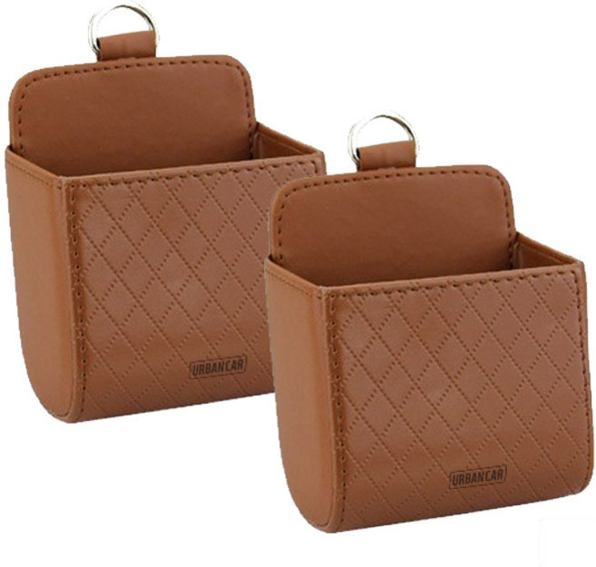 어반카 차량용 송풍구형 레더포켓, 2개, 브라운