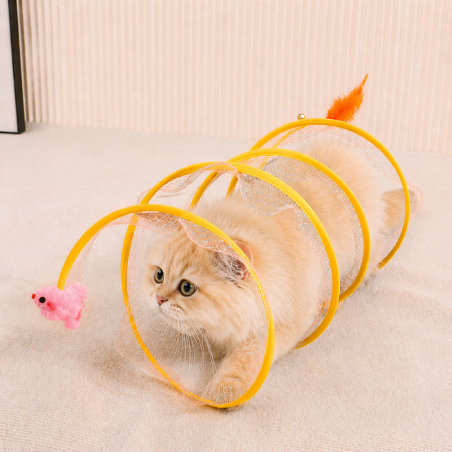 MAAH 고양이 혼자 노는 장난감 메쉬 사냥터널, 1개, 쥐 장난감