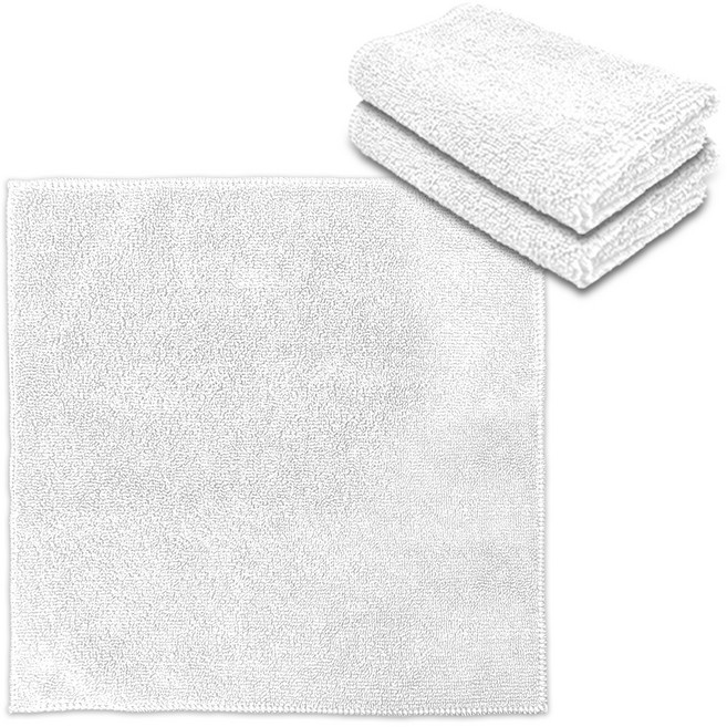 월드크린 다목적 청소용 극세사 손걸레 중형 30 x 30 cm, 화이트, 3개