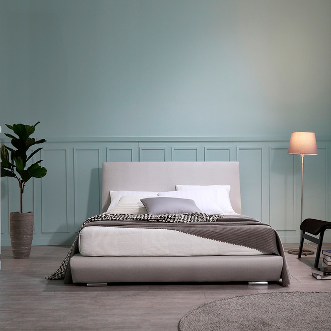 베디스 데이지 가죽 평상형 침대 프레임 + 매트리스 세트 방문설치, 연그레이