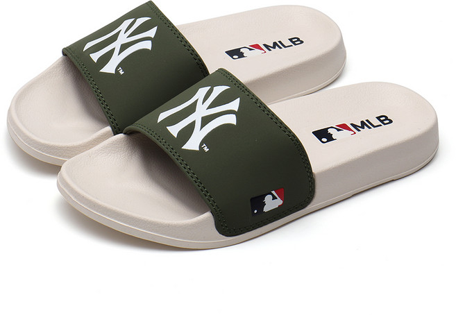 MLB 美國職業棒球大聯盟 紐約洋基 沙灘拖鞋, 卡其色, 260mm