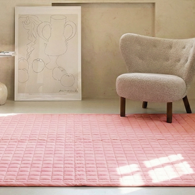 지베딩 국내 제조 컬러풀 침대패드 겸 카페트, 핑크