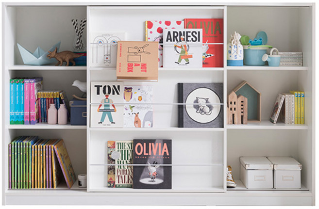 리바트 프렌즈 마카롱 1800 슬라이딩 전면형 어린이책장 방문설치, 화이트, 3단