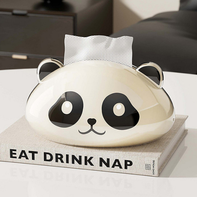 Mirnoa 可愛動物臉造型透明收納盒 面紙盒 MMM3444, 熊貓