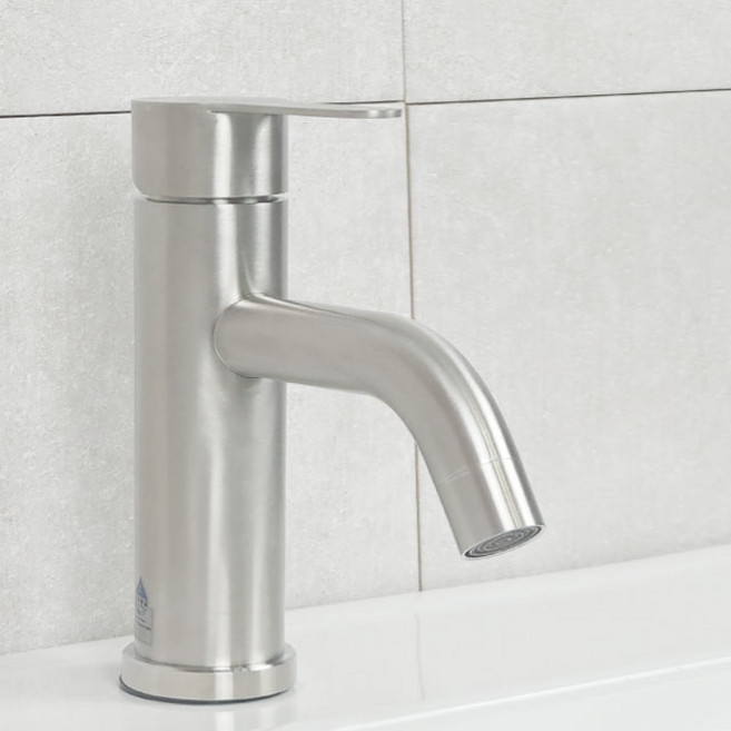 浴室Plus 霧面瑟斯不鏽鋼單孔臉盆水龍頭 SUS-304, 1個