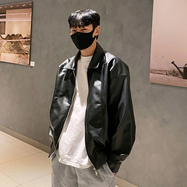 머시따 남성용 오버핏 절개 투웨이 레자 자켓