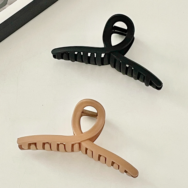 해피제이 빅사이즈 꼬임 톤다운 올림머리 집게핀 13cm 2종 세트