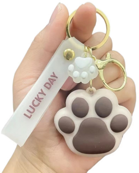 호후 귀여운 고양이 발바닥 키링, 그레이, 1개