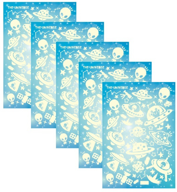 환타스틱스 야광별 스티커 NS-38 5p, 우주외계인