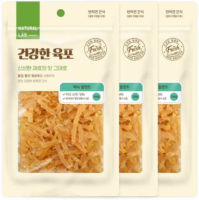 네츄럴랩 건강한 육포 강아지 간식, 칠면조, 100g, 3개