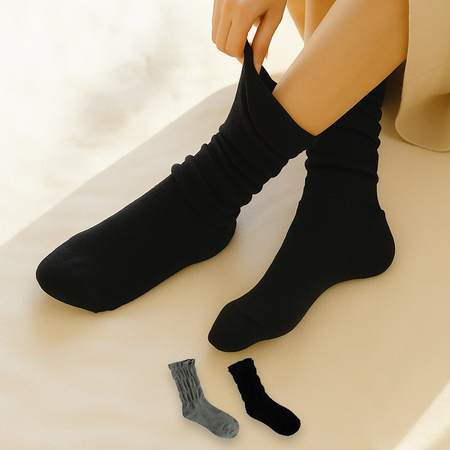 유어삭스 산후 조리원 무압박 도톰한 임산부 양말 차콜 블랙, 차콜+블랙 혼합 2켤레