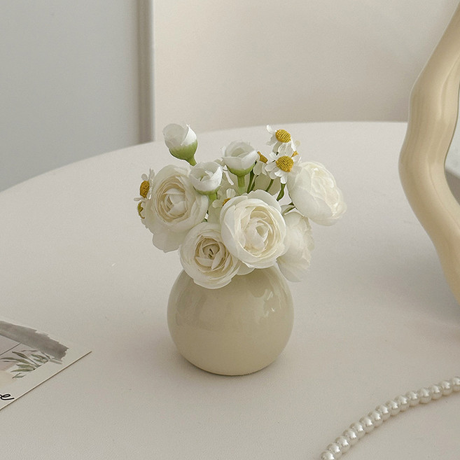소유공간 미니어처 세라믹 화병 조화 세트 S261-0035W, 화이트