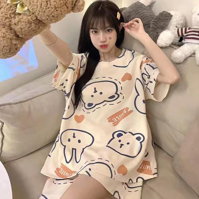 Elsso 情侶款日常短袖短褲睡衣套裝