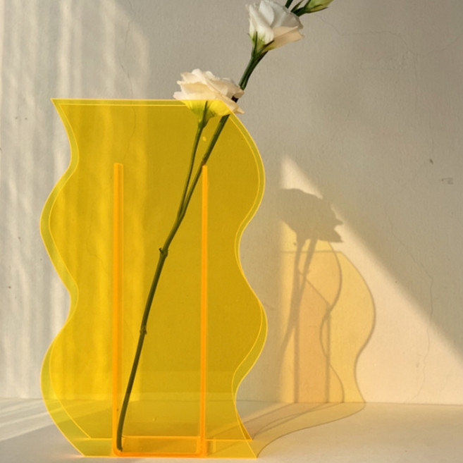 유앤미 북유럽 아크릴 화병, 물결 옐로우