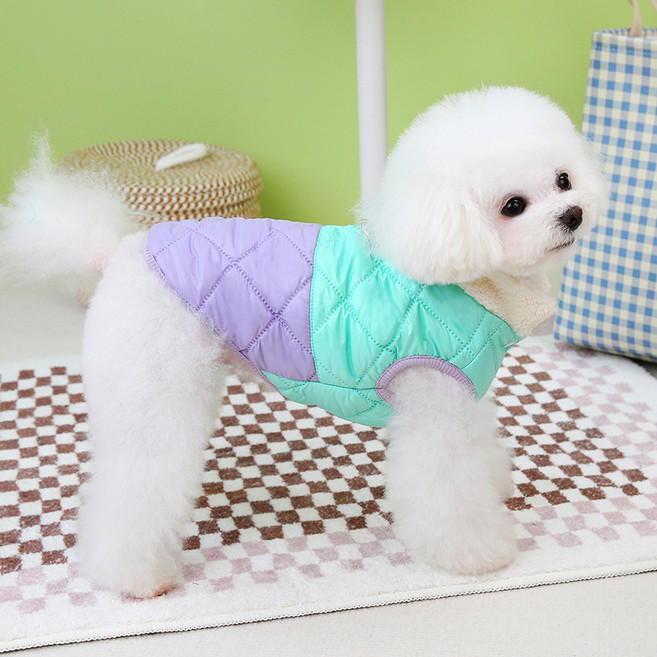 파스텔펫 반려동물 컬러 누빔 패딩 조끼, 퍼플, 1개