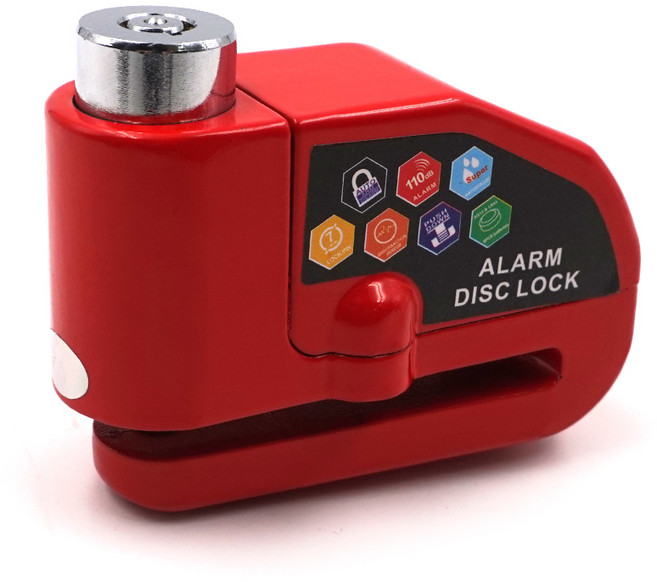 삼에스 진동감지 자전거 도난방지 자물쇠, 레드, 1개