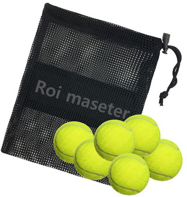 Roi Master 網球練習球 6個 + 收納包, 黑色, 1組