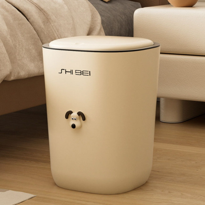 스베이 피어니스트 라운드 거실 휴지통 + 뚜껑 세트, 아이보리