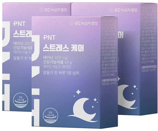 피엔티 스트레스 케어 L 테아닌, 30정, 3개