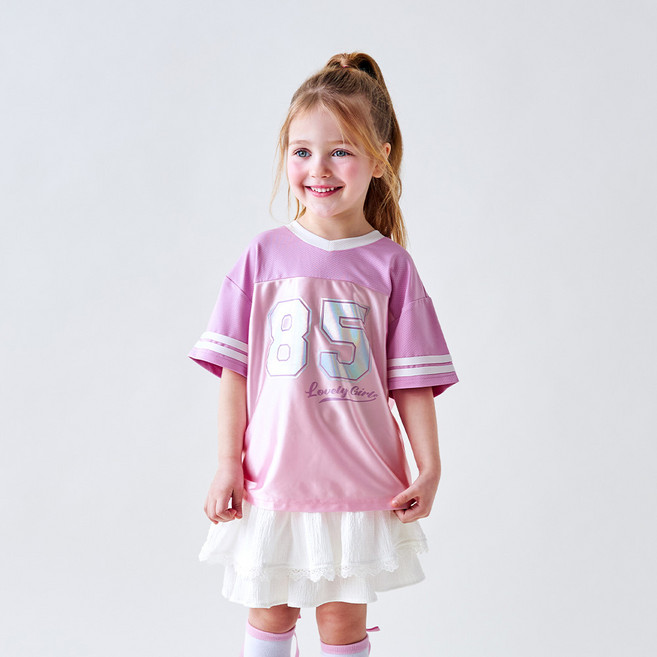 월튼키즈 아동용 블링메쉬 박시핏 티셔츠