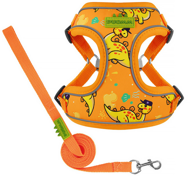 랜보어 반려동물 디노 하네스 세트, 오렌지, 1세트