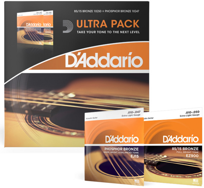 D'Addario 木吉他弦 Ultra Pack X LT 2種套組, 1套, 單一顏色, EZ900, EJ15
