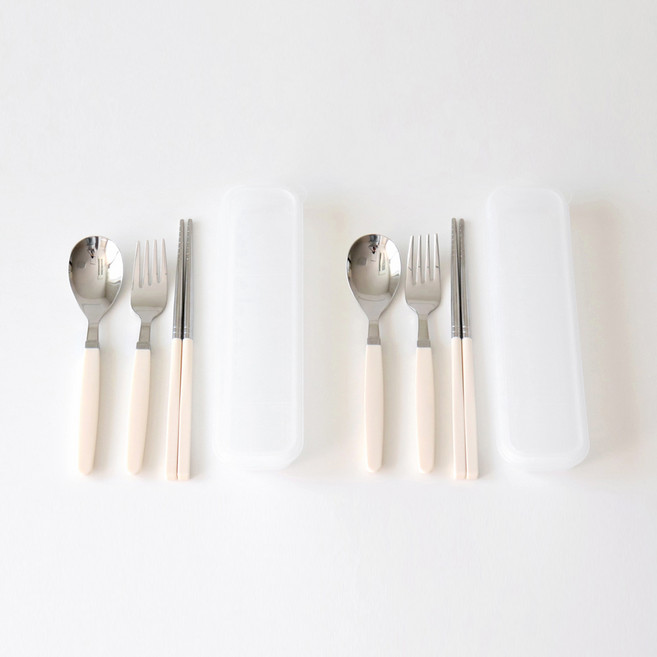 카모메키친 어린이 수저 포크 세트, 크림옐로우, 숟가락 (2p) + 젓가락 (2p) + 포크 (2p) + 케이스 (2p), 1개