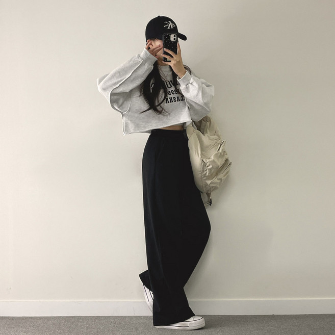 Withhuilin 365day 運動鬆緊帶直筒寬褲 (長版/基本 2種褲長)