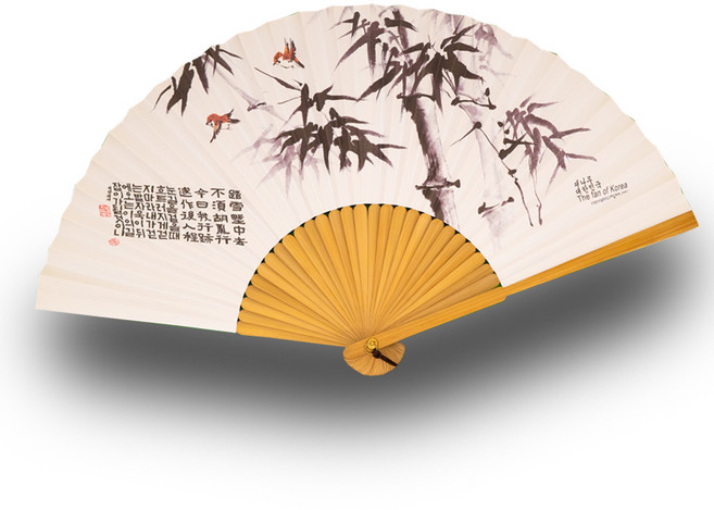 하마공방 고급 한지 대나무 부채 소, 혼합색상, 1개