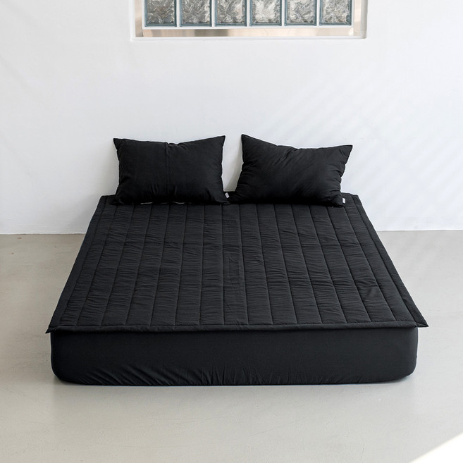 믹스앤매치 로이 고정밴딩 침대패드, 딥블랙